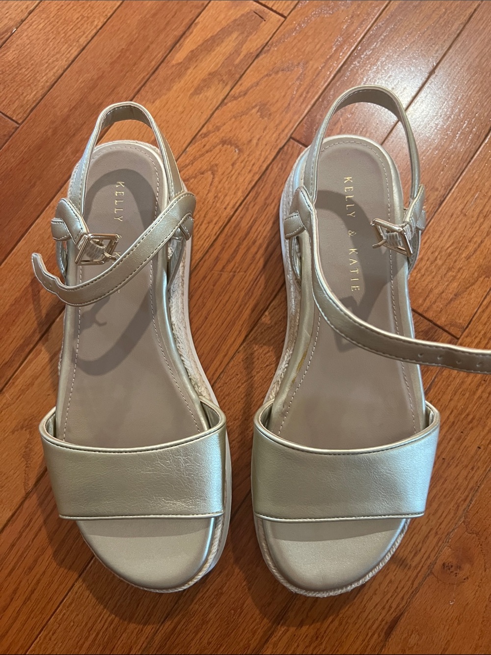 Kelly & Katie Silver Slingback Sandals with Ankle Strap